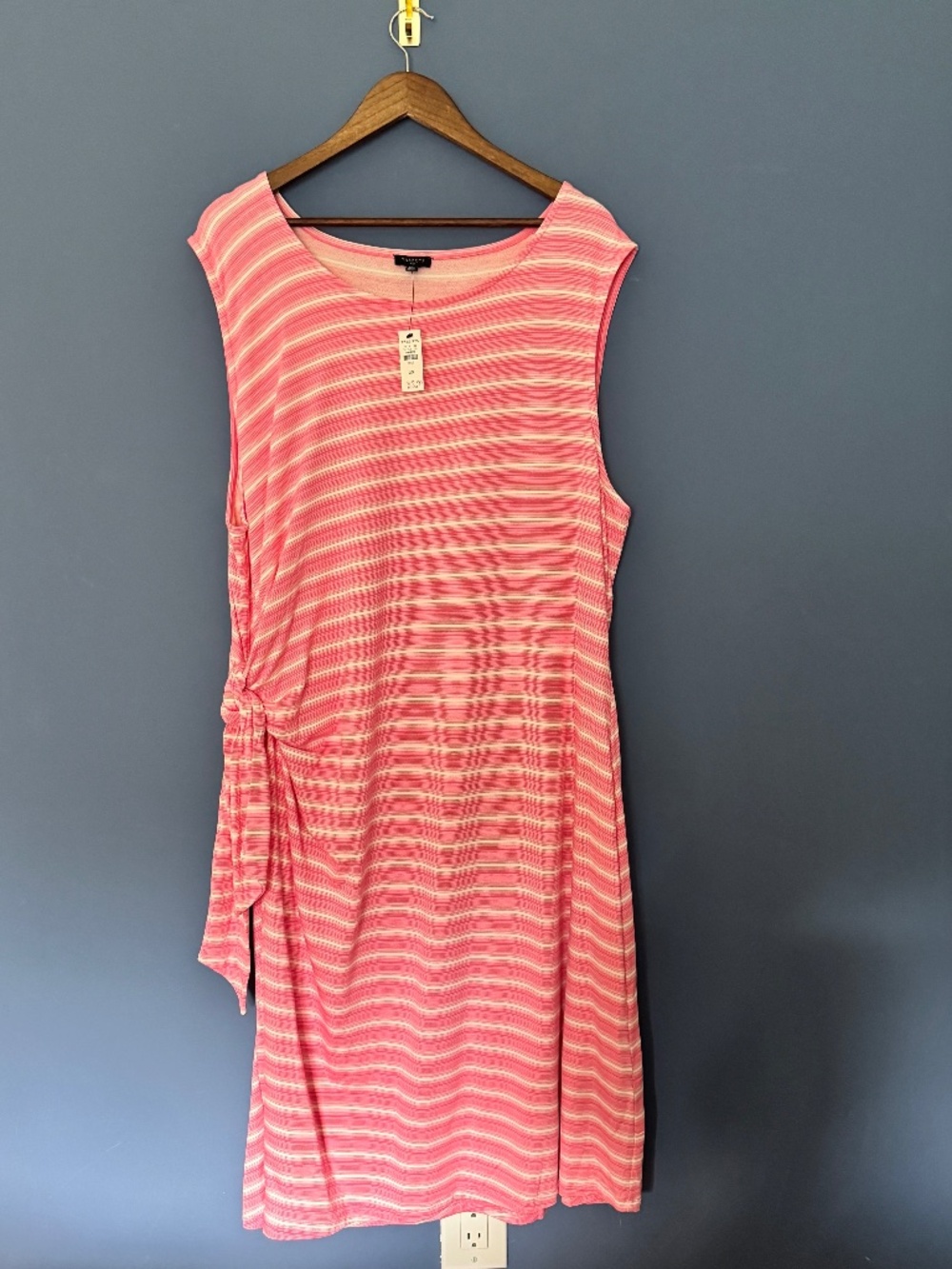 NWT Talbots Stripe Tie Detail Shift Pink Dress Size 3X